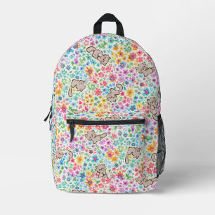 Sac À Dos Imprimé Jardin fantaisiste de Pebble Chat Gris et Floral L