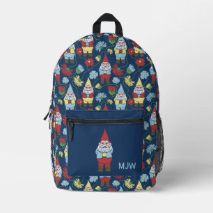 Sac À Dos Imprimé Jardin Gnomes et fleurs Marine Bleu Motif