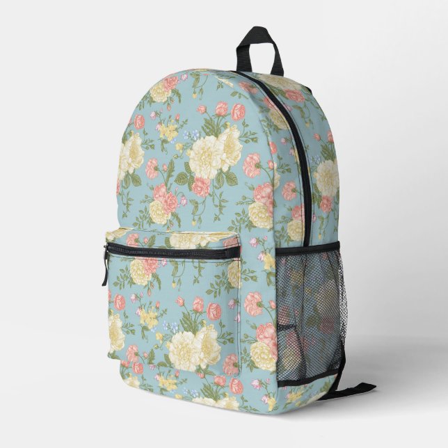 Sac À Dos Imprimé Jardin Peony motif floral (Coin arrière droit)