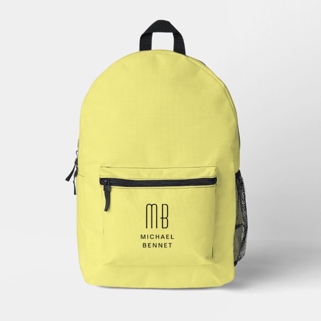 Sac À Dos Imprimé Jaune Monogrammé Élégant (Recto)
