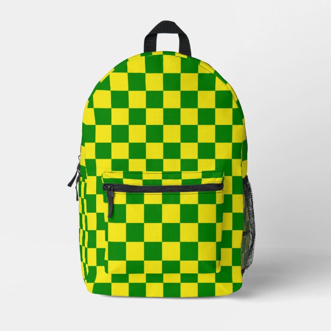 Sac À Dos Imprimé Jaune vert À damiers Motif chèque (Recto)