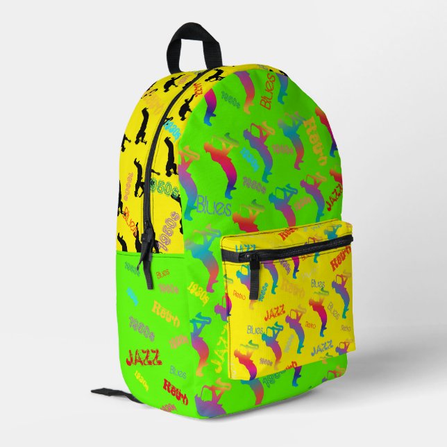 Sac À Dos Imprimé Jazz Musiciens Retro Music Blues Party Anniversair (Coin arrière gauche)