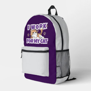 Sac À Dos Imprimé Je Travaille pour Mon Chat – Cadeau Drôle pour les