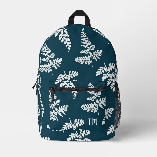 Sac À Dos Imprimé Joli bleu Nature Motif Monogrammes Initiales (Recto)