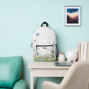 Sac À Dos Imprimé Joli bouquet de fleurs sauvages de printemps vert
