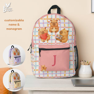 Sac À Dos Imprimé Joli Capybara Rose Corail Personnalisé