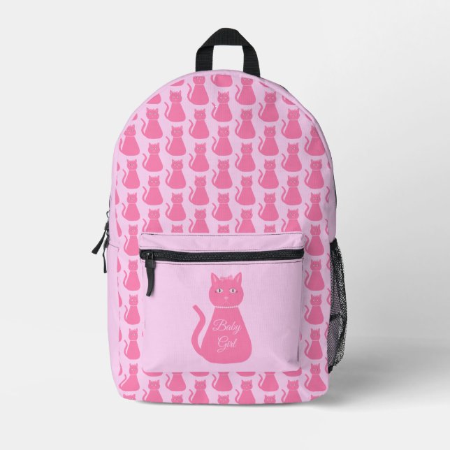 Sac À Dos Imprimé Joli chat fille rose sur mesure (Recto)
