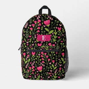 Sac À Dos Imprimé Joli cœur floral rose personnalisé botanique