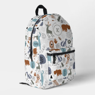 Sac À Dos Imprimé Joli dessin animé animaux de la forêt motif monogr
