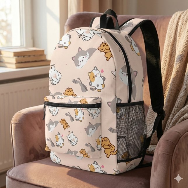 Sac À Dos Imprimé Joli dessin Chats motif monogramme (Créateur téléchargé)