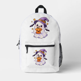 Sac À Dos Imprimé Joli fantôme d'Halloween avec citrouille