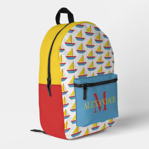 Sac À Dos Imprimé Joli Jouet Rouge Jaune Jaune Bateau à voile Monogr