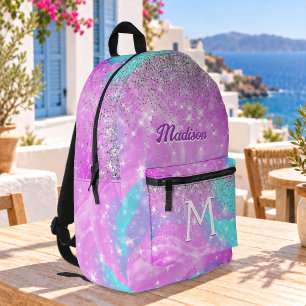 Sac À Dos Imprimé Joli monogramme licorne iridescent paillettes arge