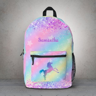 Sac À Dos Imprimé Joli monogramme licorne rose paillettes arc-en-cie