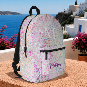 Sac À Dos Imprimé Joli monogramme pailleté à motif animal iridescent