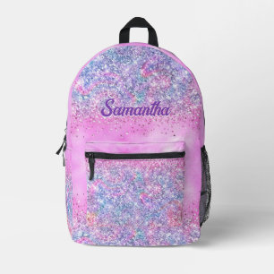 Sac À Dos Imprimé Joli monogramme pailleté ombré licorne iridescent 