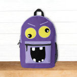 Sac À Dos Imprimé Joli Monstre pourpre avec nom Enfants<br><div class="desc">Ce modèle de sac à dos pour enfants mignon présente une drôle d'illustration d'un monstre pourpre aux yeux stupides. En haut, vous pouvez le customiser avec le nom de votre enfant. Si vous préférez ne pas inclure de nom, alors supprimez simplement ce texte. C'est un design moderne amusant pour les...</div>