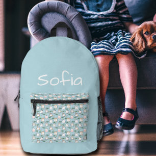 Sac À Dos Imprimé Joli motif de chat kawaii nom bleu azur