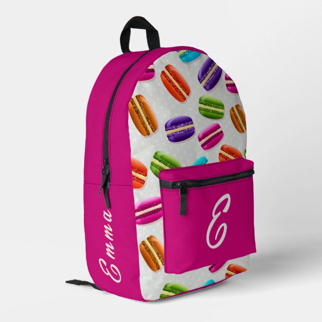 Sac À Dos Imprimé Joli motif de macaron français avec monogramme per (Coin arrière gauche)