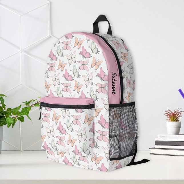 Sac À Dos Imprimé Joli Motif papillon de filles roses (girly backpack with butterfly pattern)