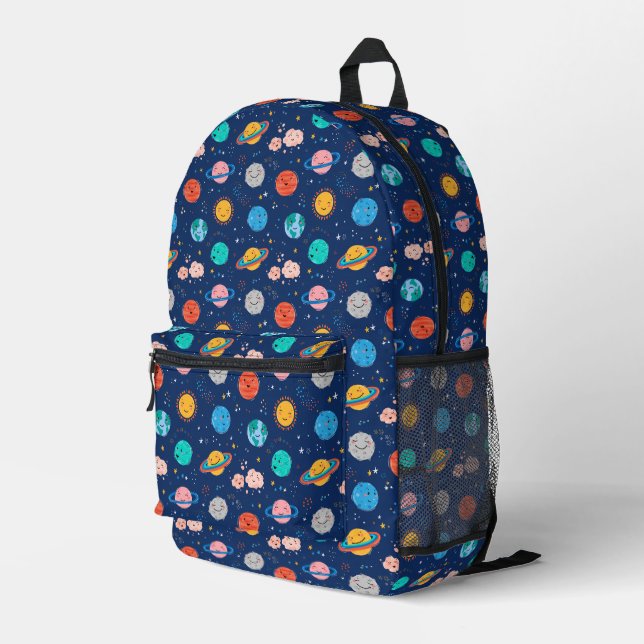 Sac À Dos Imprimé Joli Motif Planète Souriante (Coin arrière droit)