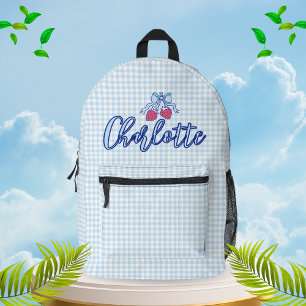 Sac À Dos Imprimé Joli Nœud Papillon Bleu à Carreaux Personnalisé
