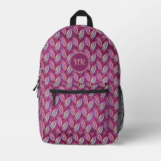 Sac À Dos Imprimé Joli Pastel rose Motif Abstrait Monogramme (Recto)