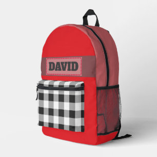 Sac À Dos Imprimé Joli patch brodé de monogramme rouge plaid de Buff