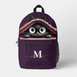 Sac À Dos Imprimé Joli Petit Chaton Monogramme Personnalisé Nom Scri