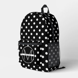 Sac À Dos Imprimé Joli Pois noir et blanc Nom du monogramme Enfants