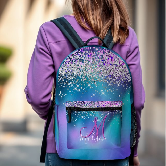 Sac À Dos Imprimé Joli turquoise violet faux parties scintillant mon (Créateur téléchargé)
