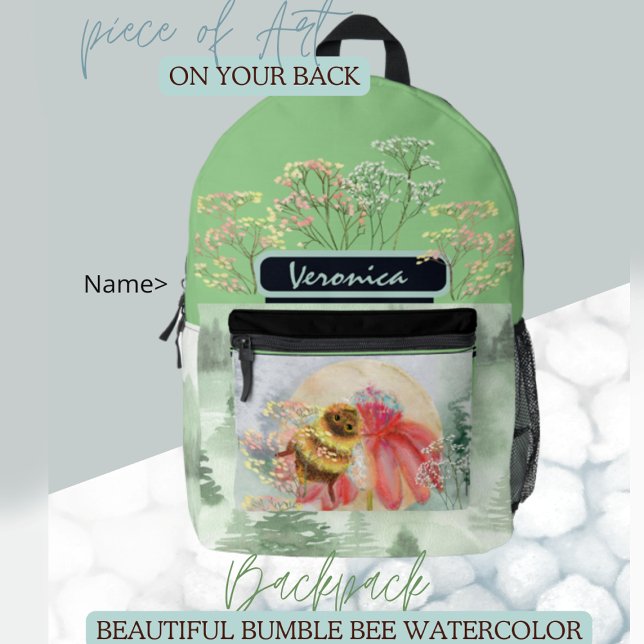 Sac À Dos Imprimé Jolie abeille à bourdons  (Cute Watercolor Bumble Bee Backpack
)