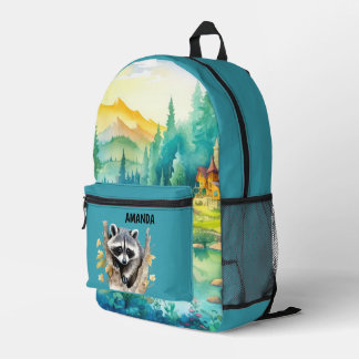 Sac À Dos Imprimé Jolie filles Raccoon ajouter nom