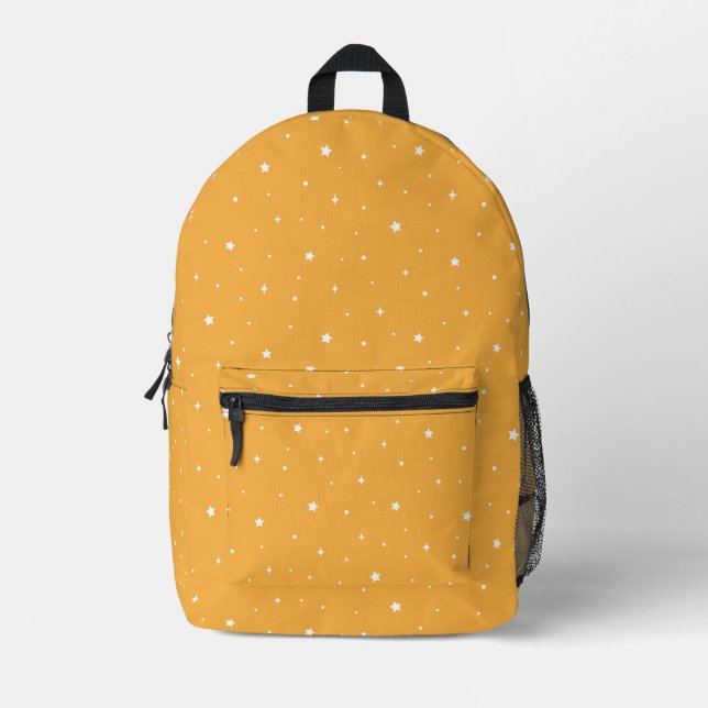 Sac À Dos Imprimé Jolie Nuit Étoilée Céleste Jaune Blanc (Recto)
