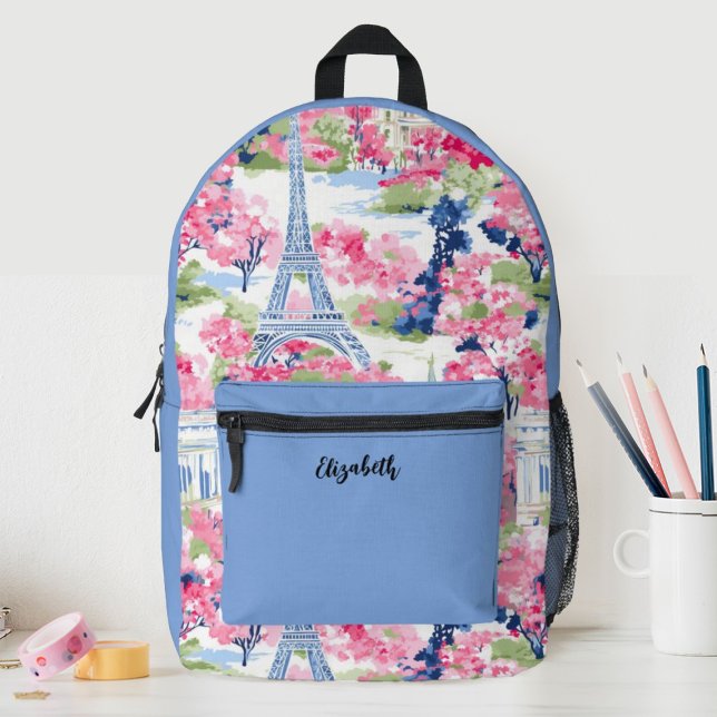 Sac À Dos Imprimé Jolies filles Eiffel Tour Floral School (A stylish Paris Eiffel Tower themed school backpack. Great for your girls back to school supplies.)
