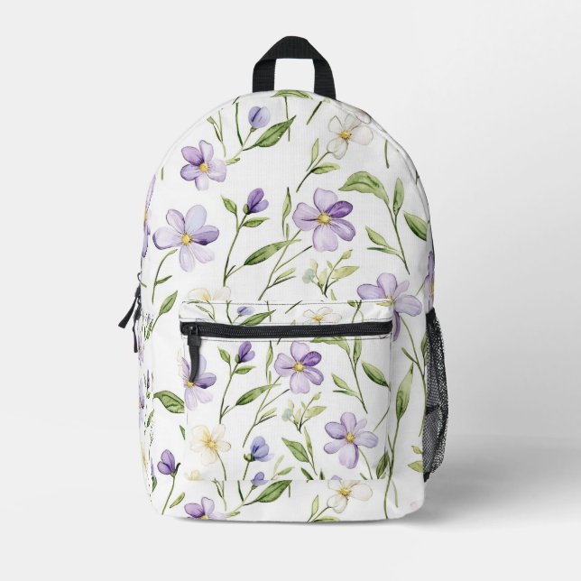 Sac À Dos Imprimé Jolies Fleurs Violettes (Recto)