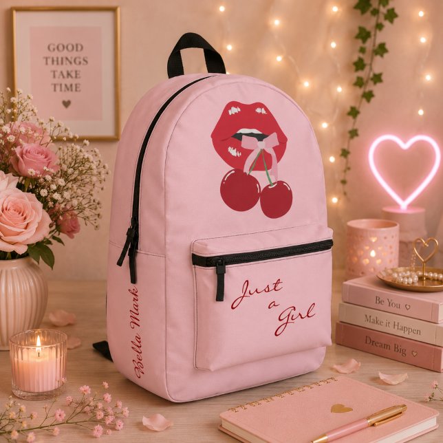 Sac À Dos Imprimé Jolies lèvres féminines cerise (Créateur téléchargé)