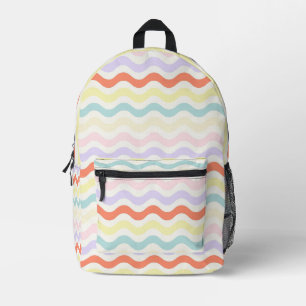 Sac À Dos Imprimé Jolies lignes ondulées arc-en-ciel pastel géométri