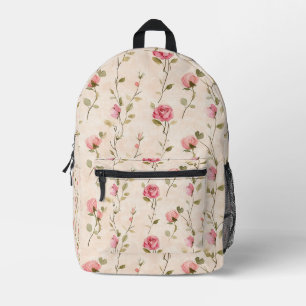 Sac À Dos Imprimé Jolies Roses Fleur Crème Rose Floral