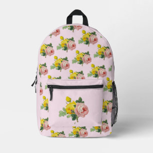 Sac À Dos Imprimé Jolies Roses Fleurs Roses et Jaunes