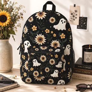 Sac À Dos Imprimé Jolis fantômes et tournesols Été effrayant