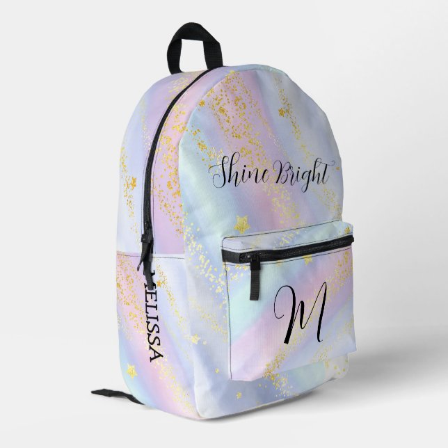 Sac À Dos Imprimé Jolis Monogrammes Pailletés Étoiles pour École de  (Coin arrière gauche)