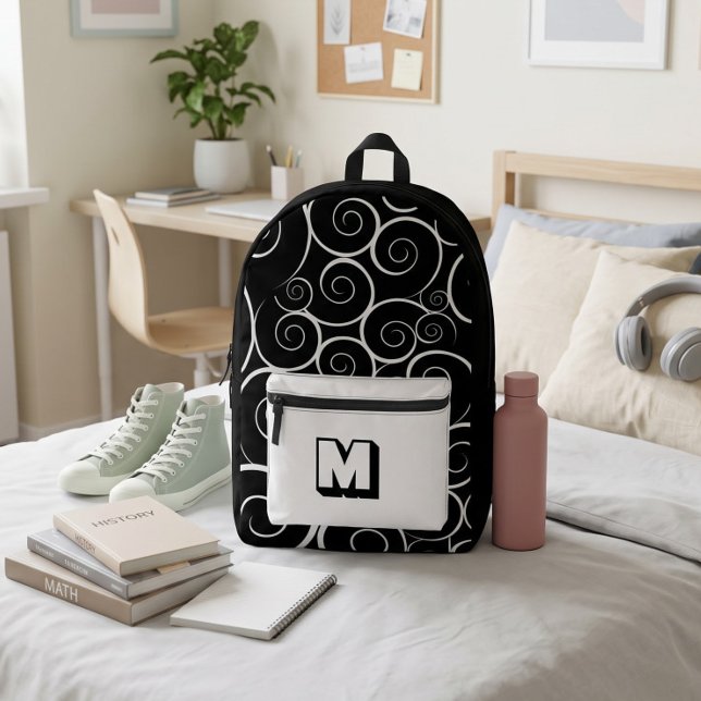 Sac À Dos Imprimé  Jolis motifs de filles noir et blanc  (Créateur téléchargé)