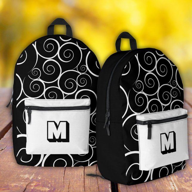 Sac À Dos Imprimé  Jolis motifs de filles noir et blanc  (Créateur téléchargé)