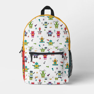 Sac À Dos Imprimé Jolis Robots Multicolores Enfant Robot Nom Personn
