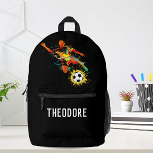 Sac À Dos Imprimé Joueur de football de soccer Cool Nom personnalisé