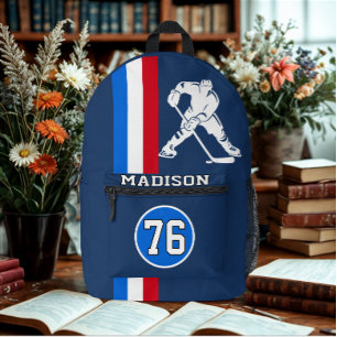 Sac À Dos Imprimé Joueur de hockey sur glace moderne et personnalisé