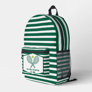 Sac À Dos Imprimé Joueur de tennis rayé vert Personnalisé