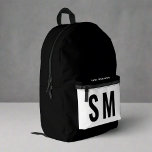 Sac À Dos Imprimé Joueur moderne noir & blanc Sports Garçon Monogram<br><div class="desc">Certainement ! Ce sac à dos imprimé, conçu dans un design moderne et élégant en noir et blanc, présente des initiales pour une touche personnalisée et élégante. Son design sophistiqué allie sans effort modernité et style, ce qui en fait un accessoire tendance et pratique pour les voyages. Embrassez un sac...</div>