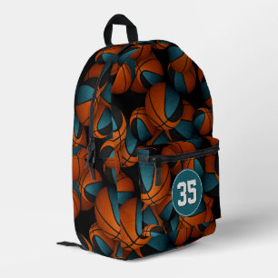 Sac À Dos Imprimé Joueurs de basket-ball turquoise noir couleurs de